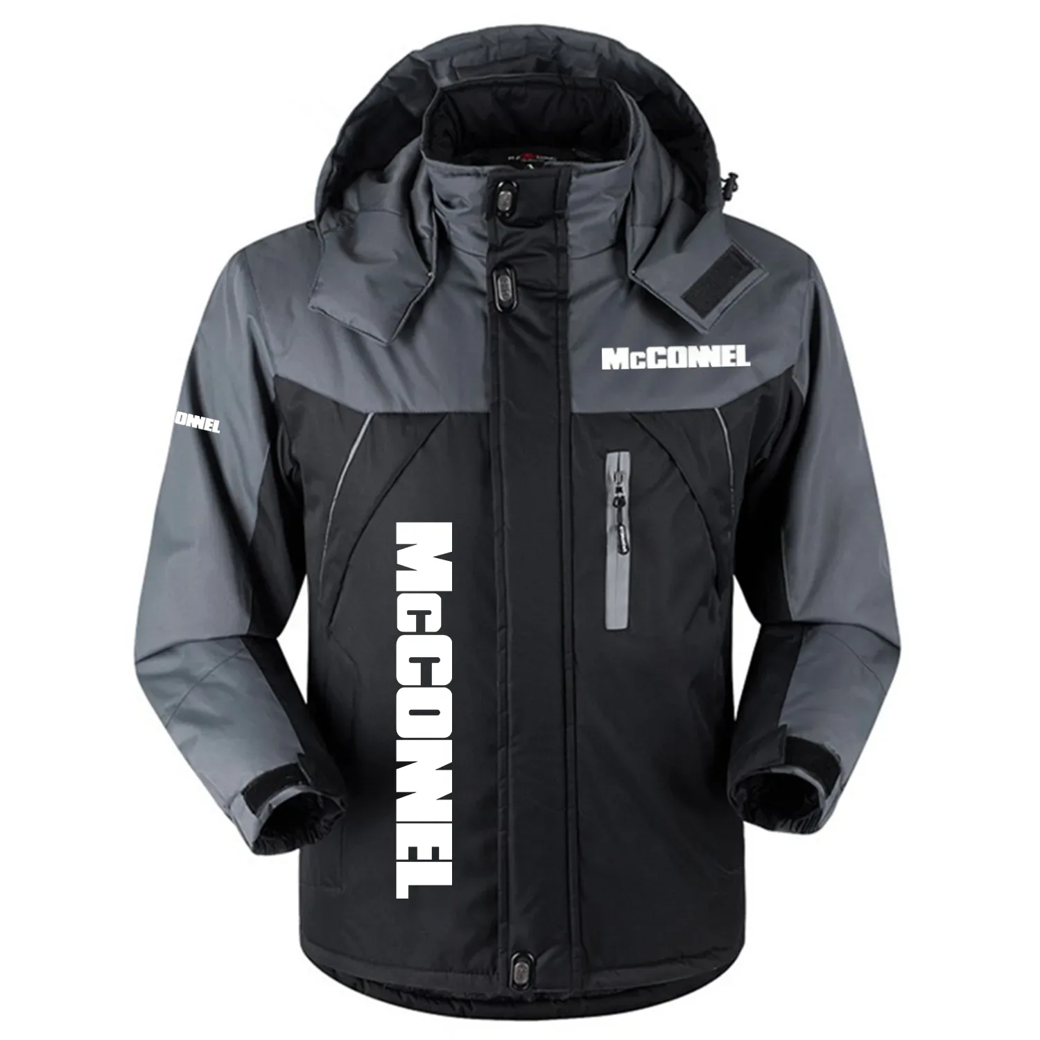 McConnel Exclusive Logo Outdoor Charging Suit Plush Thickened Cold Proof Wind Proof Waterproof Jacket Detachable Hood MFYTHCJ241112MEZ