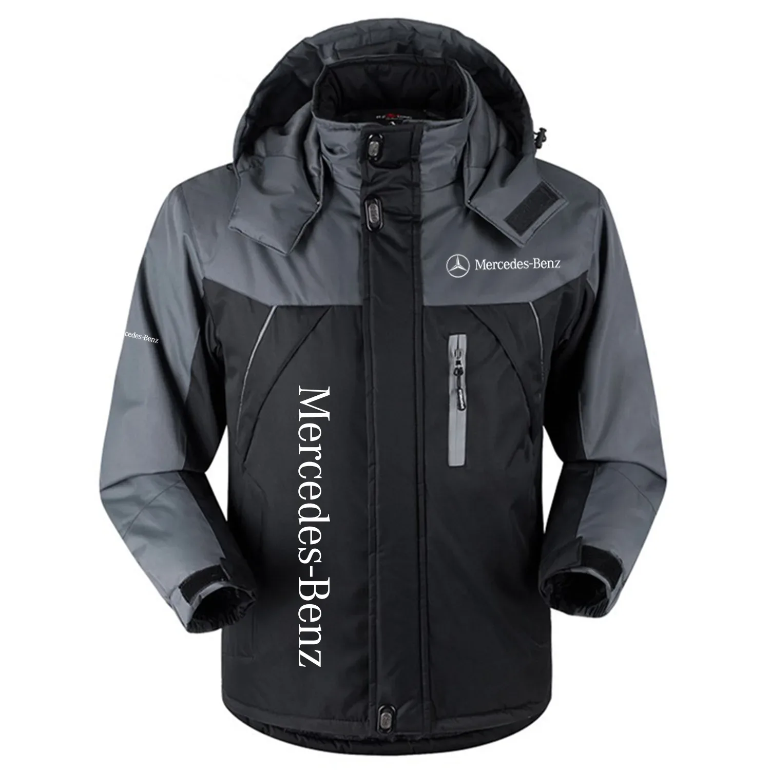 Mercedes-Benz Exclusive Logo Outdoor Charging Suit Plush Thickened Cold Proof Wind Proof Waterproof Jacket Detachable Hood MFYTHCJ241112MBZ