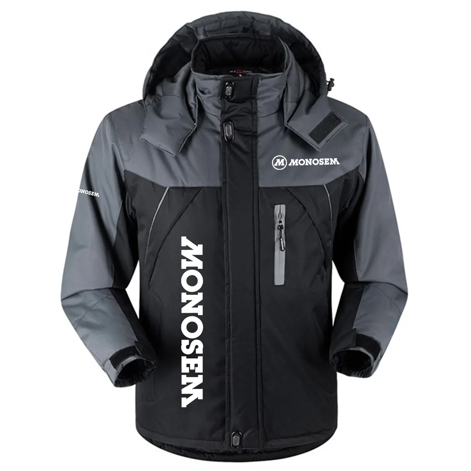 Monosem Exclusive Logo Outdoor Charging Suit Plush Thickened Cold Proof Wind Proof Waterproof Jacket Detachable Hood MFYTHCJ241112MOZ