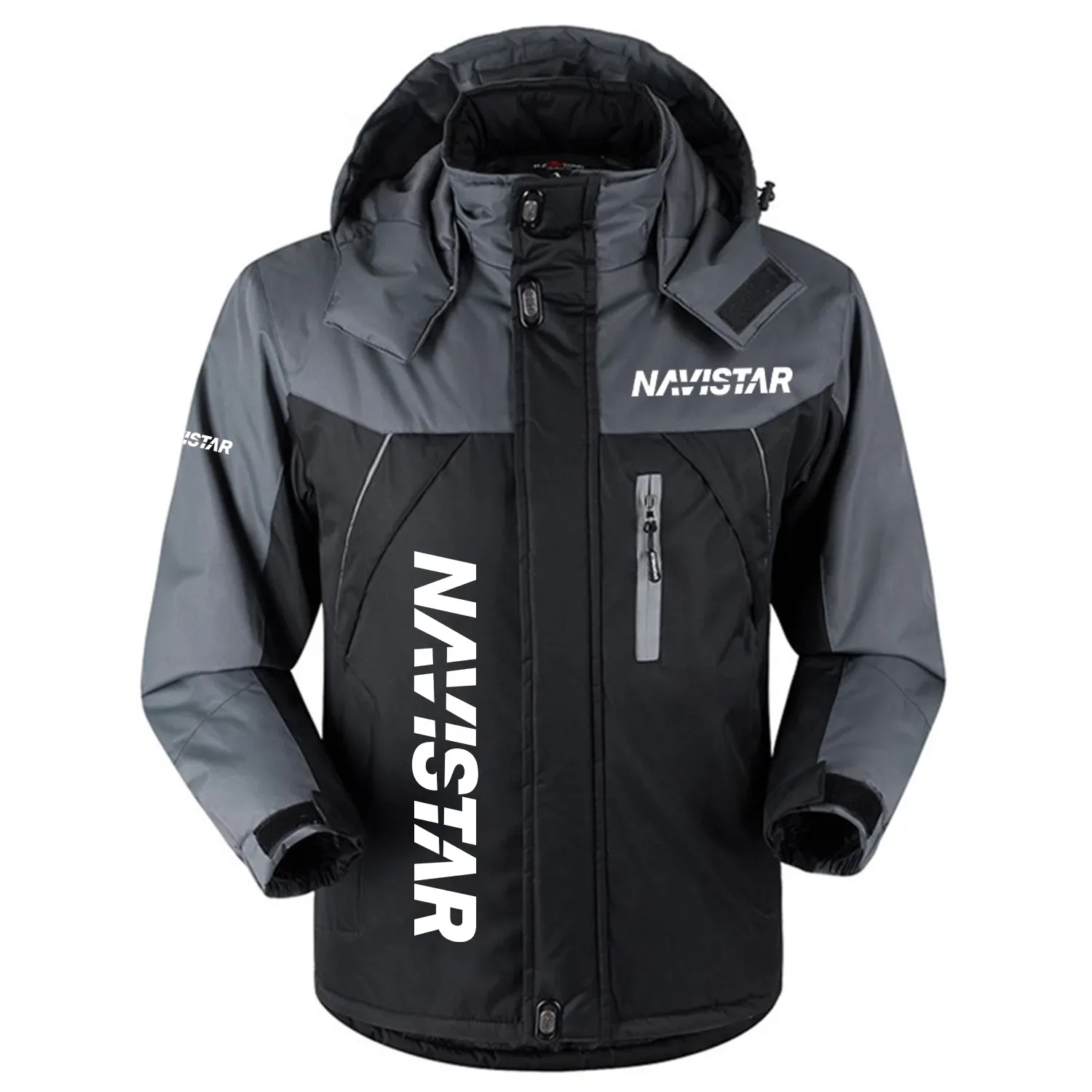 Navistar Exclusive Logo Outdoor Charging Suit Plush Thickened Cold Proof Wind Proof Waterproof Jacket Detachable Hood MFYTHCJ241112NVZ