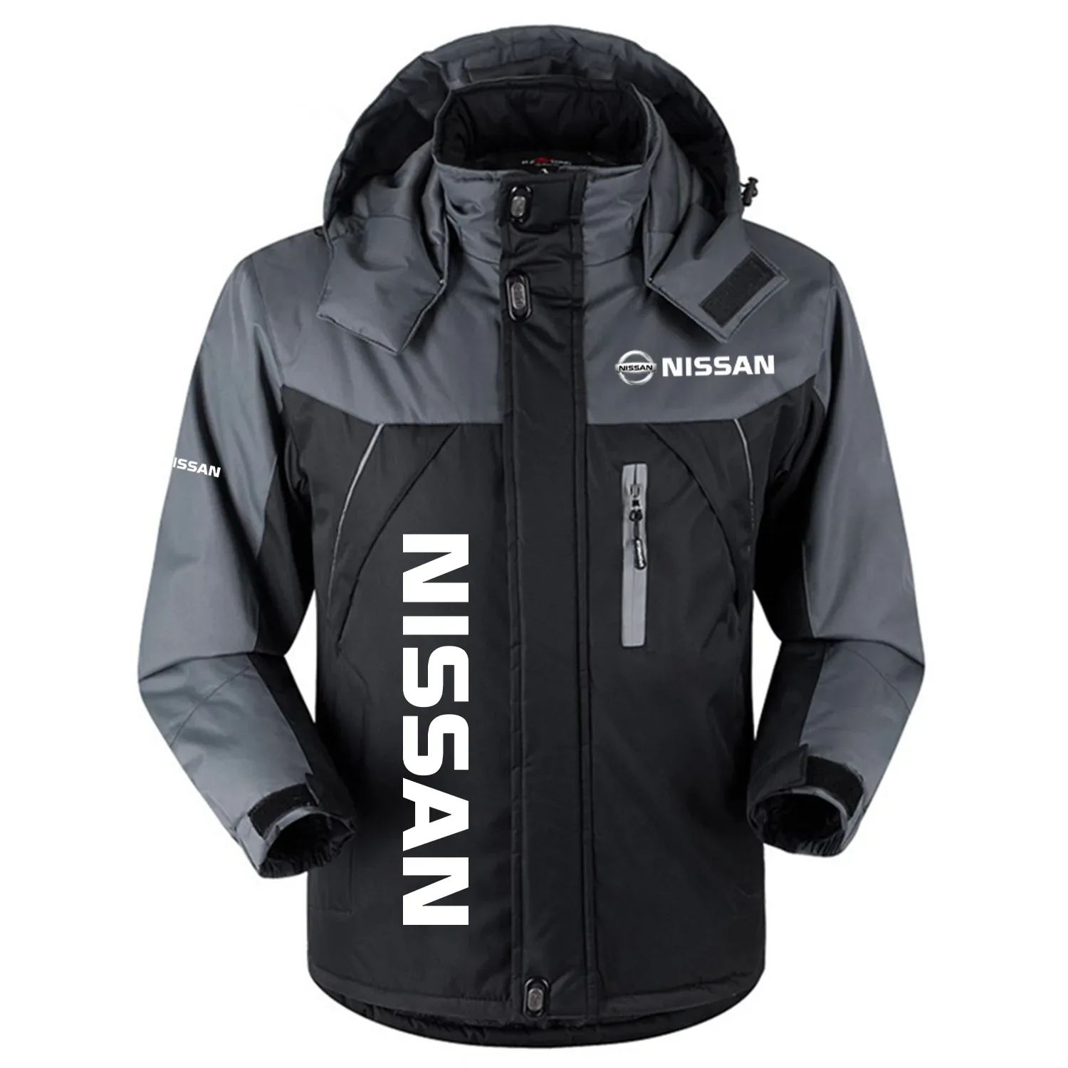 Nissan Exclusive Logo Outdoor Charging Suit Plush Thickened Cold Proof Wind Proof Waterproof Jacket Detachable Hood MFYTHCJ241112NIZ