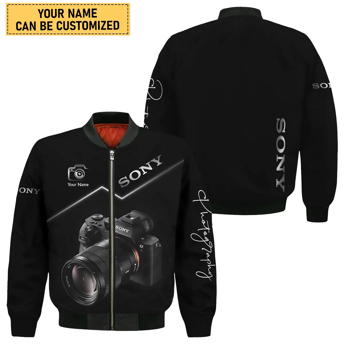 Personalized Gift Custom Name Sony Camera Photography All Over Prints Bomber Jacket BLPT81124A1SN