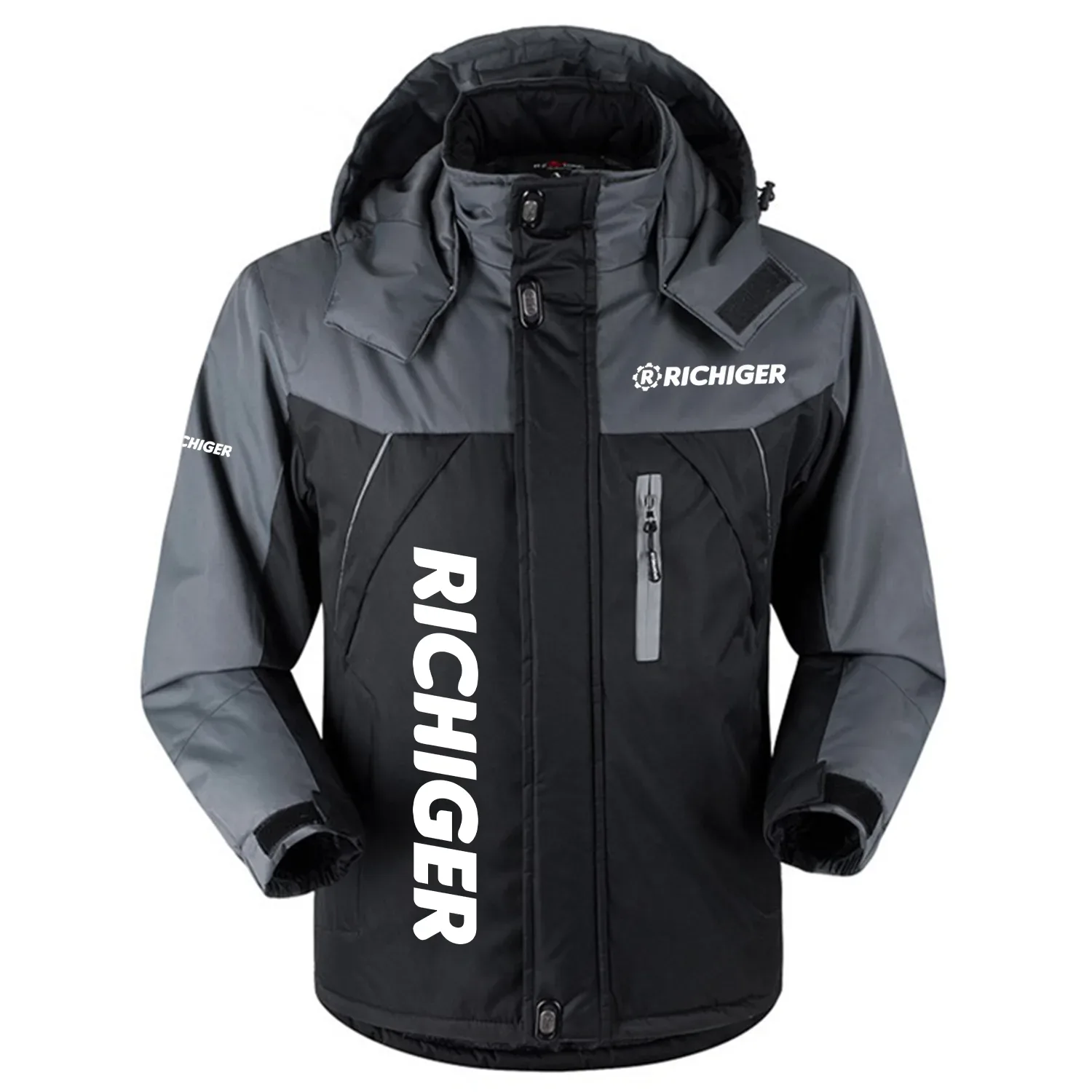 Richiger Exclusive Logo Outdoor Charging Suit Plush Thickened Cold Proof Wind Proof Waterproof Jacket Detachable Hood MFYTHCJ241112RCZ