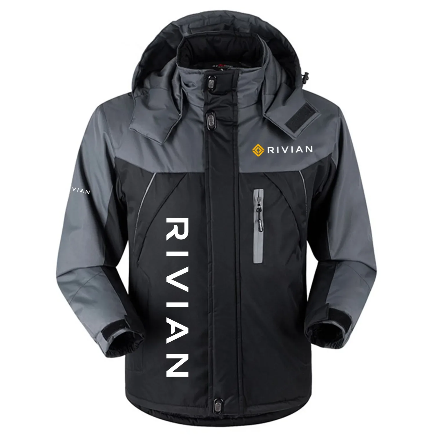 Rivian Exclusive Logo Outdoor Charging Suit Plush Thickened Cold Proof Wind Proof Waterproof Jacket Detachable Hood MFYTHCJ241112RVZ