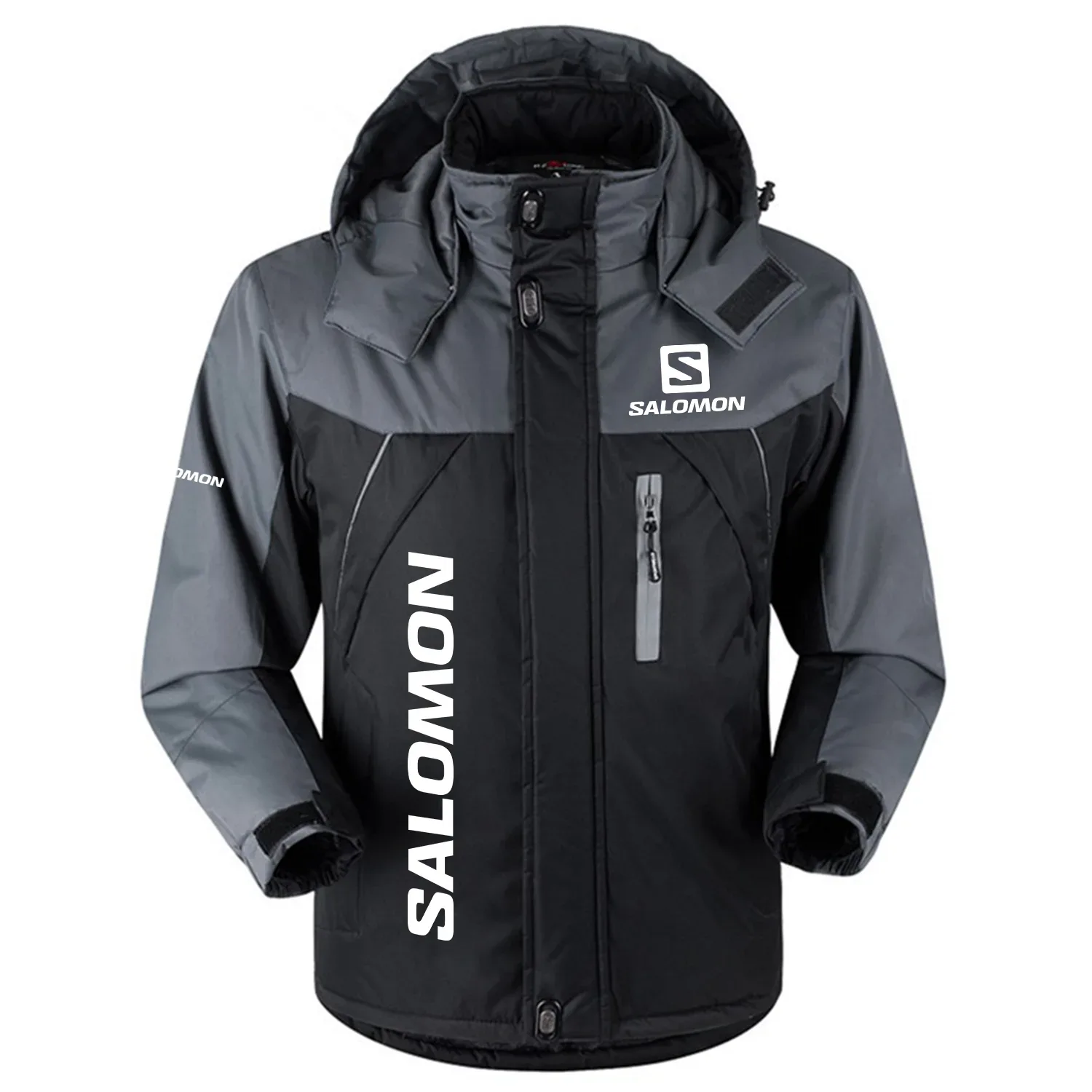 Salomon Exclusive Logo Outdoor Charging Suit Plush Thickened Cold Proof Wind Proof Waterproof Jacket Detachable Hood MFYTHCJ241112SLZ