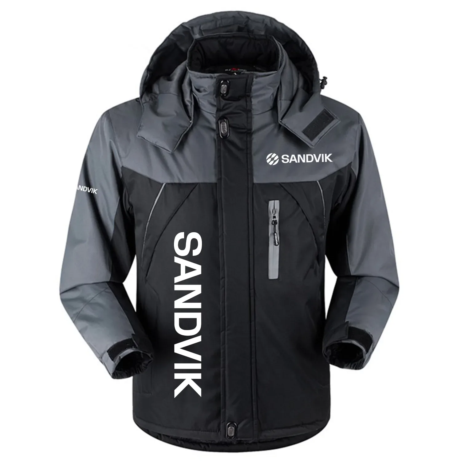 Sandvik Exclusive Logo Outdoor Charging Suit Plush Thickened Cold Proof Wind Proof Waterproof Jacket Detachable Hood MFYTHCJ241112SVZ