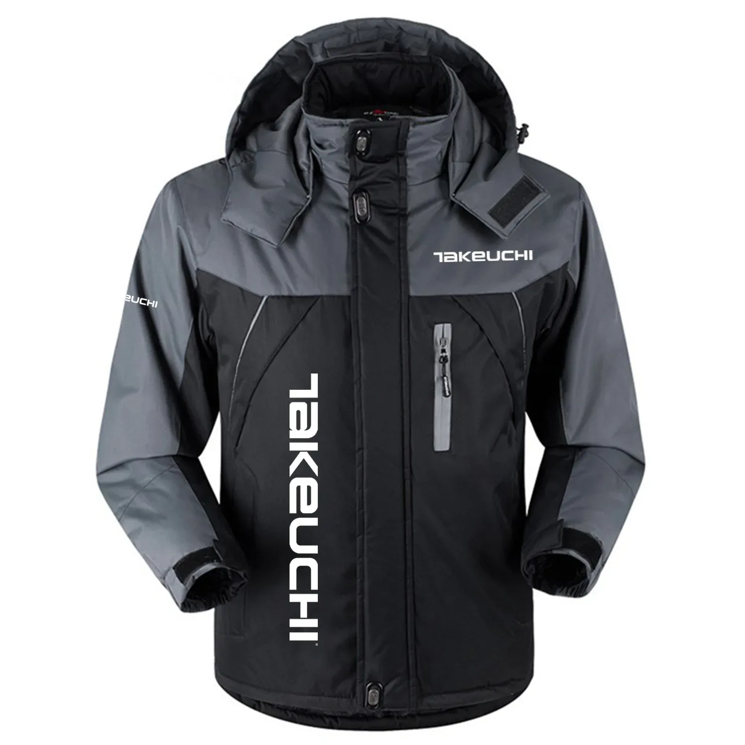 Takeuchi Exclusive Logo Outdoor Charging Suit Plush Thickened Cold Proof Wind Proof Waterproof Jacket Detachable Hood MFYTHCJ241112TKZ