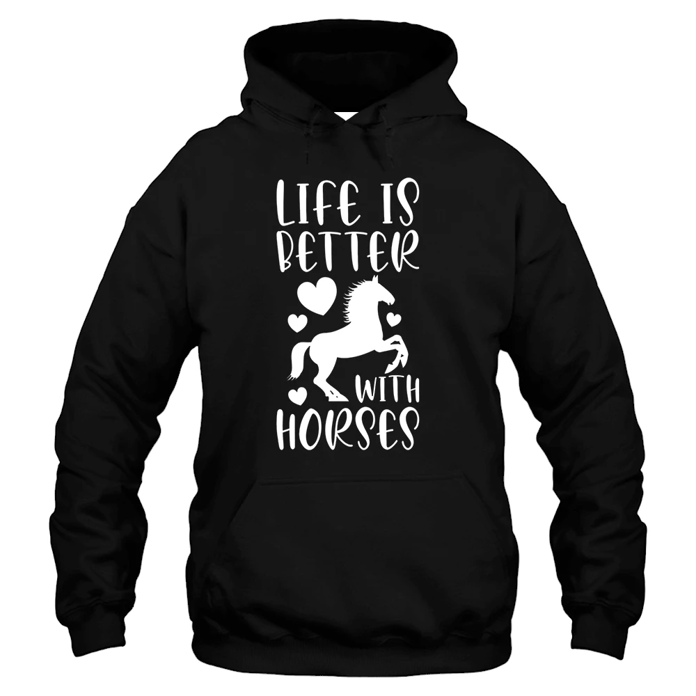 Just A Girl Who Loves Horses Hoodie – Black