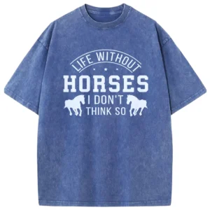 Life Without Horses Washed Tshirts - Blue