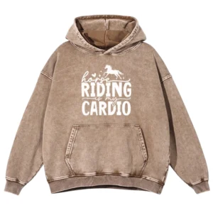 Horse Riding Is My Cardio Washed Pullover Hoodie - Sand