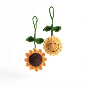 Adorable Handcrafted Sunflower Keychain Set 2pcs