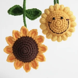 Adorable Handcrafted Sunflower Keychain Set 2pcs2