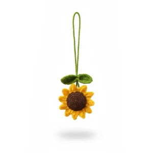 Cute Crochet Sunflower Car Mirror Accessory