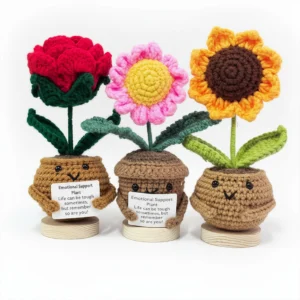 Emotional Support Gift Set 3pcs Sunflower/Rose/Daisy- Handmade Crochet Flowers