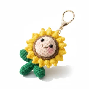 Exquisite Handmade Crochet Sunflower Keychain Set 3pcs2