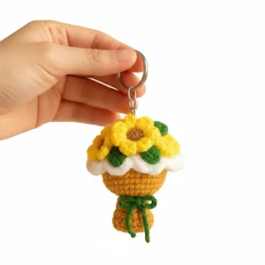 Handmade Crochet Mini Sunflower Bouquet Keychain