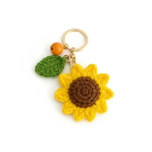 Handmade Crochet Mini Sunflower Keychain - Pocket Sunshine