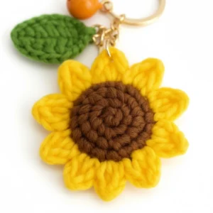 Handmade Crochet Mini Sunflower Keychain2