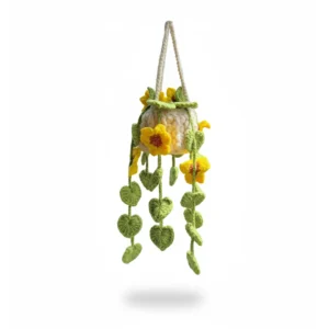 Handmade Sunflower Crochet Hanging Planter - Safety Meets Style