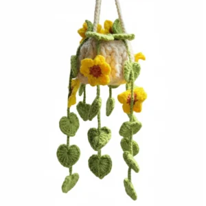 Handmade Sunflower Crochet Hanging Planter2